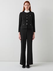 LK Bennett Black Claire Plain Collarless Jacket - Image 2 of 4