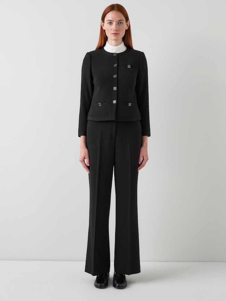 LK Bennett Black Claire Plain Collarless Jacket - Image 2 of 4