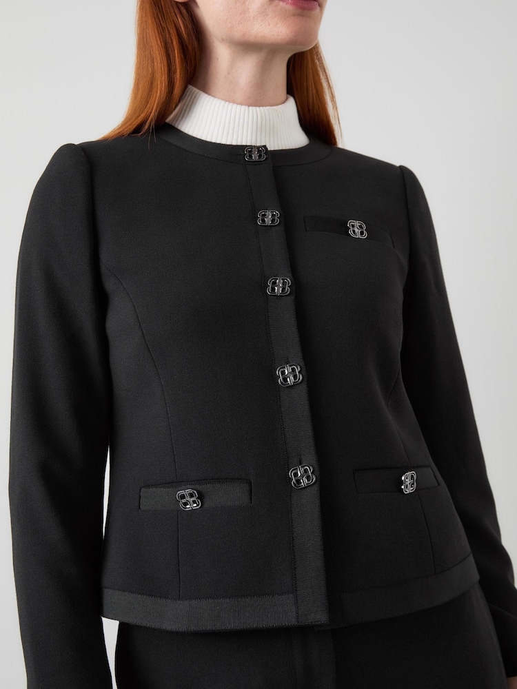 LK Bennett Black Claire Plain Collarless Jacket - Image 4 of 4