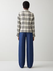 LK Bennett Black Clarisse Mono Check Cotton Double-Breasted Jacket - Image 3 of 5