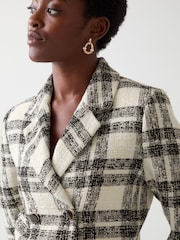 LK Bennett Black Clarisse Mono Check Cotton Double-Breasted Jacket - Image 4 of 5