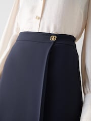 LK Bennett Blue Audrey Spring Asymmetric Slim Skirt - Image 3 of 4