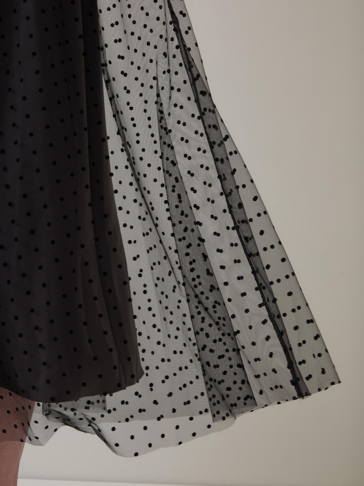LK Bennett Black Odette Flock Spot Mesh Full Skirt - Image 3 of 3 LK Bennett Black Odette Flock Spot Mesh Full Skirt - Image 3 of 3