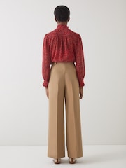 LK Bennett Red Suzette Multi Feather Print Blouse - Image 3 of 3