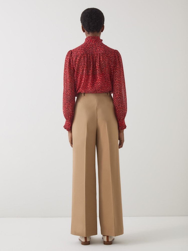 LK Bennett Red Suzette Multi Feather Print Blouse - Image 3 of 3