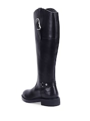 Off The Hook Black Carnaby Stylish Knee High Leather Boots - Image 3 of 6