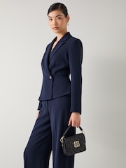 LK Bennett Blue Audrey Spring Peplum Waisted Jacket - Image 3 of 4