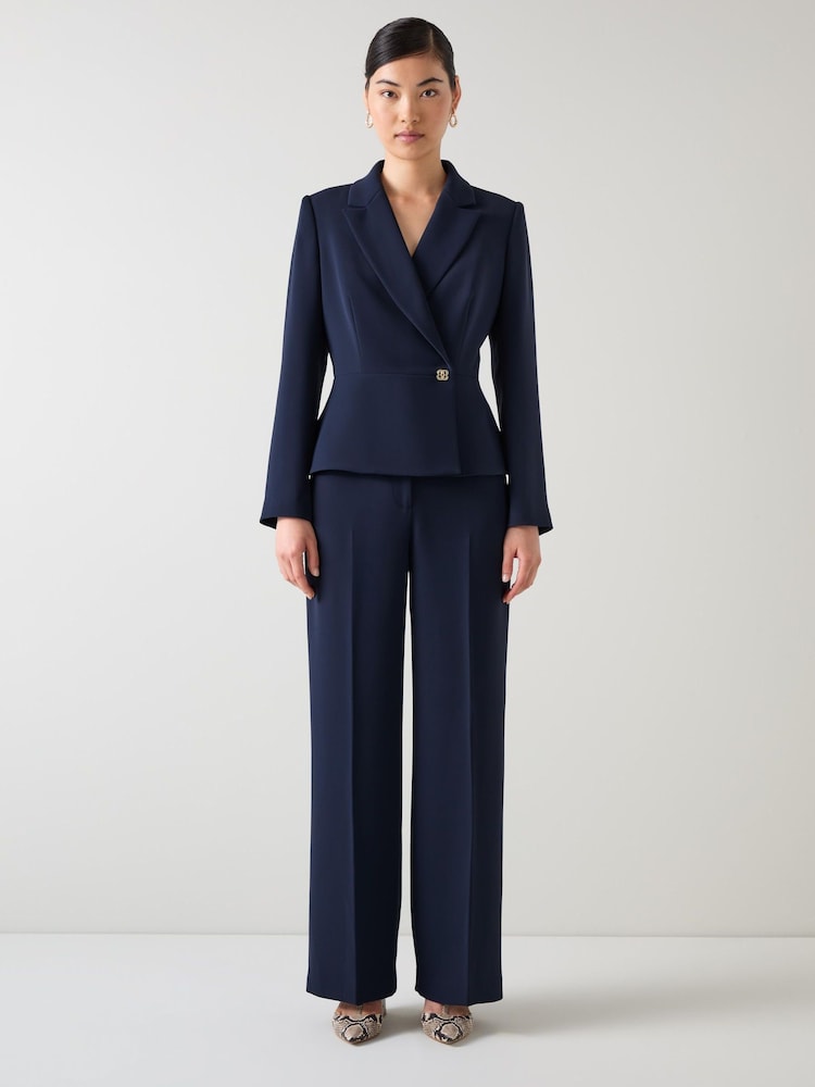 LK Bennett Blue Audrey Spring Peplum Waisted Jacket - Image 4 of 4 LK Bennett Blue Audrey Spring Peplum Waisted Jacket - Image 4 of 4