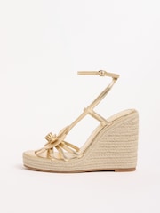 Gold Corsage - Lipsy Floral Corsage Detail Summer Espadrille Wedges - תמונה 5 מתוך 5