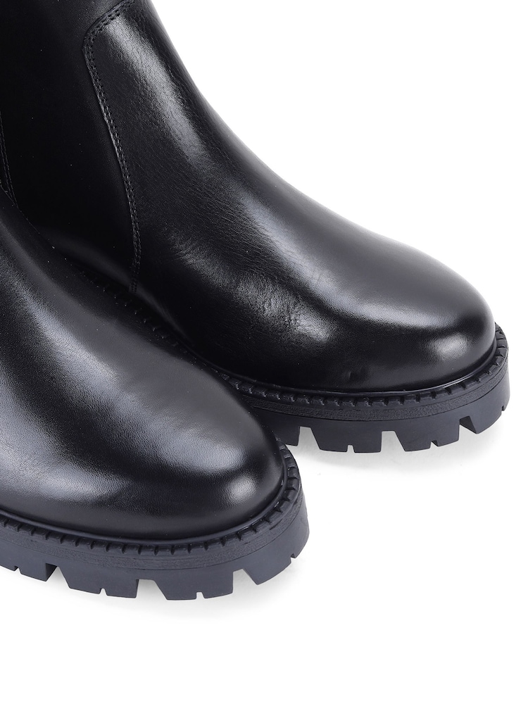 Off The Hook Black Harrogate Leather Chelsea Boots With Zip Detail - Image 8 of 8