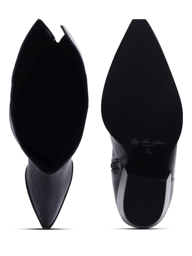 Off The Hook Black Scores Block Heel High-Knee Leather Boots - Image 6 of 6 Off The Hook Black Scores Block Heel High-Knee Leather Boots - Image 6 of 6