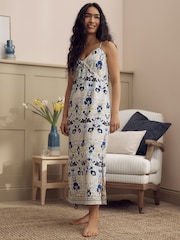 Laura Ashley Multi Navy Waxton Linen Blend Slip Nighties - Image 1 of 7