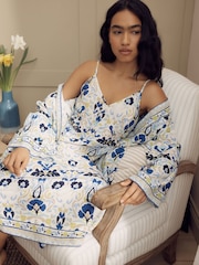 Laura Ashley Multi Navy Waxton Linen Blend Slip Nighties - Image 3 of 7