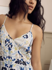 Laura Ashley Multi Navy Waxton Linen Blend Slip Nighties - Image 4 of 7