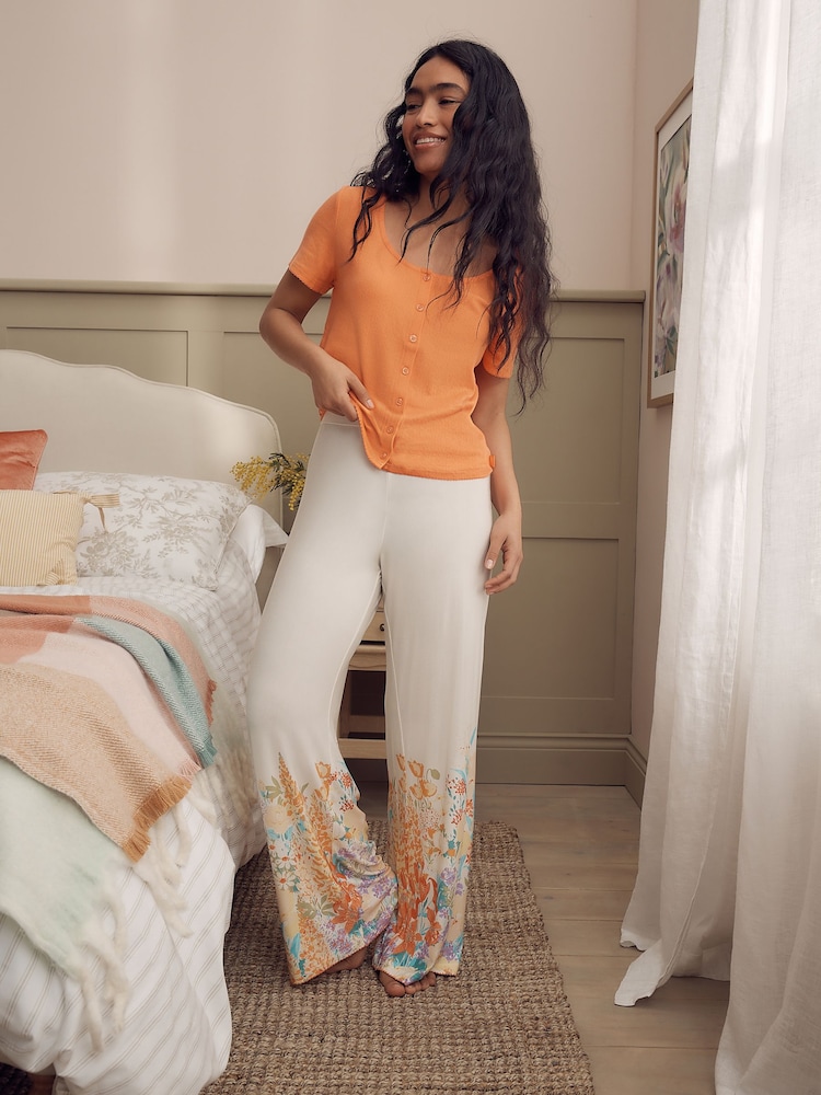 Laura Ashley Meadow Print Button Through Pyjamas Set - Imaginea 1 din 6