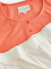 Laura Ashley Orange Meadow Print Button Through Pyjamas Set - Image 10 of 11