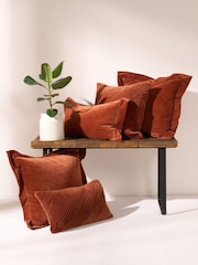 Truly Burnt Orange Velvet Flange Cushion Cover - Image 1 of 2