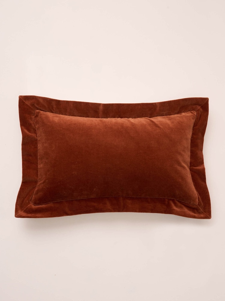 Truly Burnt Orange Velvet Flange Cushion Cover - Image 2 of 2 Truly Burnt Orange Velvet Flange Cushion Cover - Image 2 of 2
