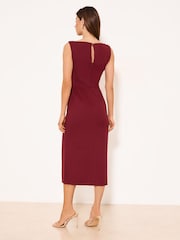 Lipsy Burgundy Red Side Knot Detail Twist Shoulder Bodycon Midi Dress - Image 4 of 4