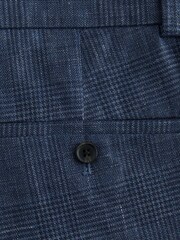 Blue N.Premium Check Linen Cotton Blend Smart Trousers - Image 10 of 10