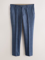 Blue N.Premium Check Linen Cotton Blend Smart Trousers - Image 6 of 10