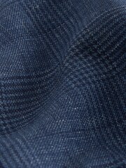 Blue N.Premium Check Linen Cotton Blend Smart Trousers - Image 8 of 10