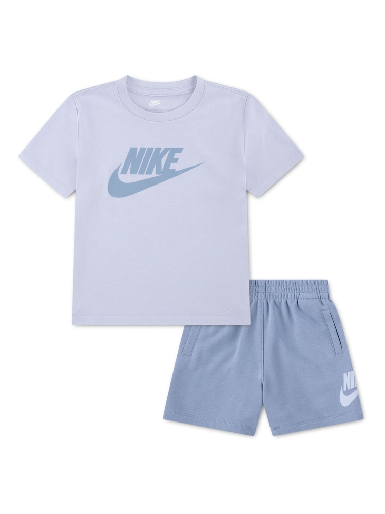 Nike Blue Little Club T-Shirt And Shorts Set - Image 1 of 3