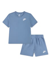 Nike Blue Small Logo T-Shirt And Shorts Set - Image 1 of 3