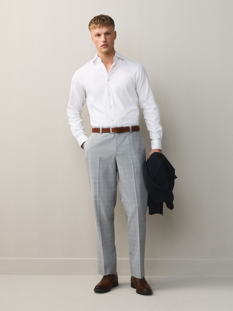 Light Grey Textured Check Smart Trousers - Image 2 of 10