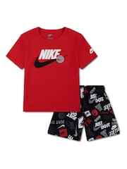Nike Black T-Shirt and Printed Shorts Set - Image 1 of 4