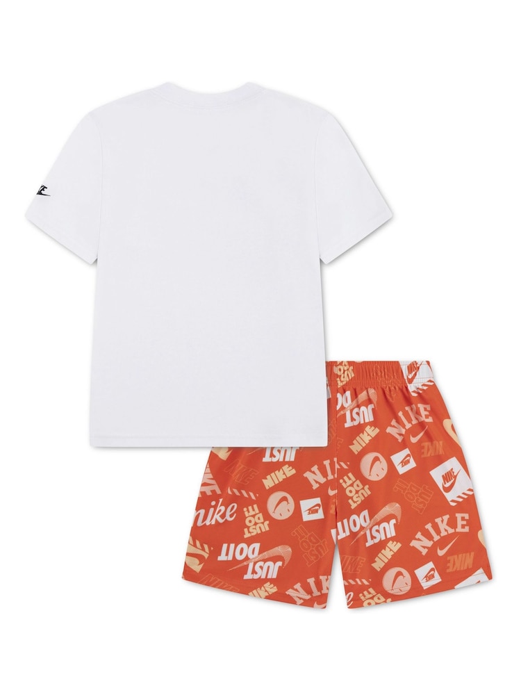 Nike Orange T-Shirt and Printed Shorts Set - Image 2 of 4