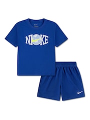 Nike Blue Little Football Graphic Top & Short Sets - Image 1 of 4