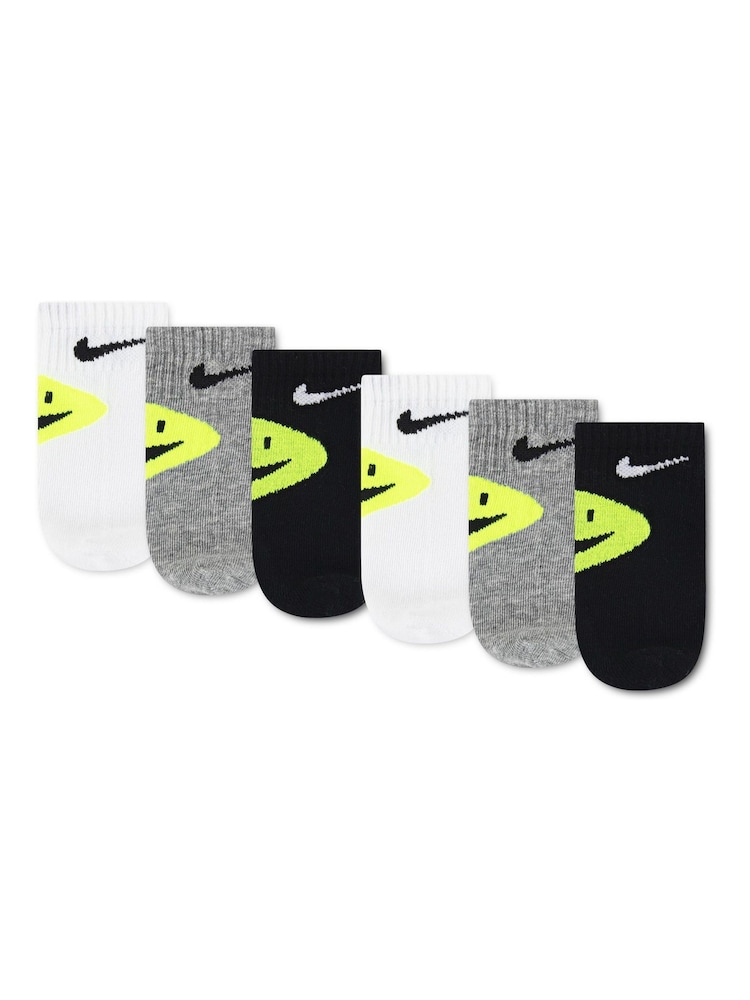 Nike White Infant Smiley Heel Ankle Socks 6 pack - Image 2 of 3