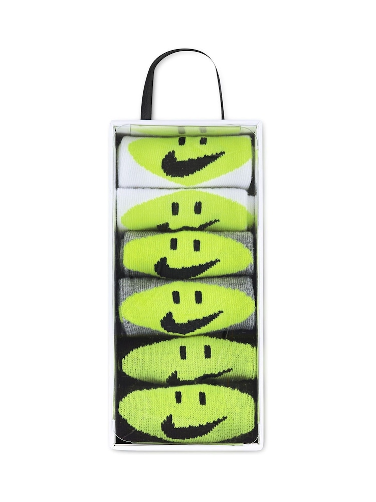 Nike White Infant Smiley Heel Ankle Socks 6 pack - Image 3 of 3