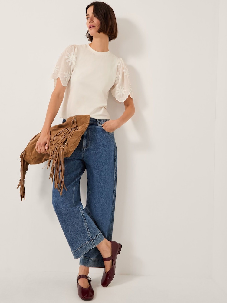 Monsoon Cream Mel Appliqué Sleeve T-Shirt - Image 4 of 4 Monsoon Cream Mel Appliqué Sleeve T-Shirt - Image 4 of 4
