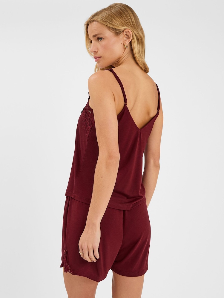 Accessorize Red Lace Trim Short Pyjamas Set - Image 2 of 4