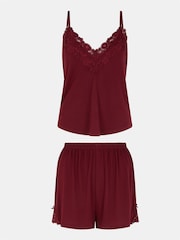 Accessorize Red Lace Trim Short Pyjamas Set - Image 4 of 4