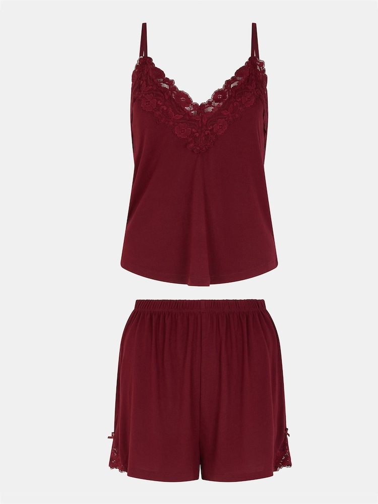 Accessorize Red Lace Trim Short Pyjamas Set - Image 4 of 4