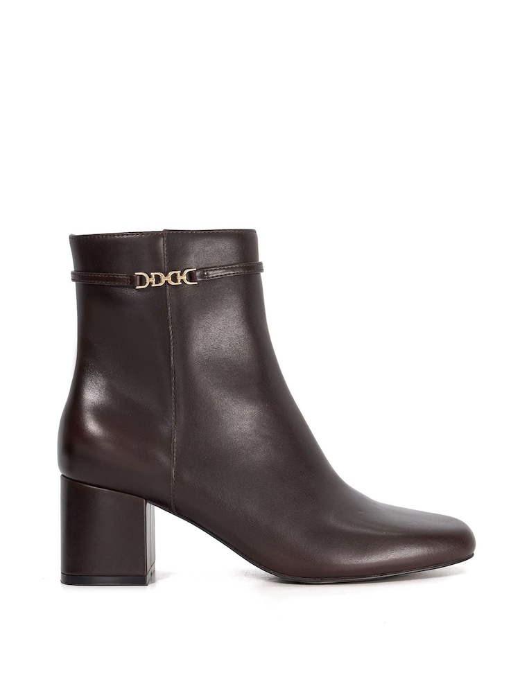 Dune London Brown Oaklee Side Buckle Block Heels - Image 2 of 6 Dune London Brown Oaklee Side Buckle Block Heels - Image 2 of 6