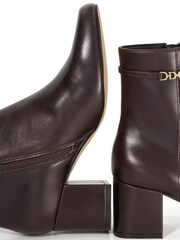 Dune London Brown Oaklee Side Buckle Block Heels - Image 6 of 6