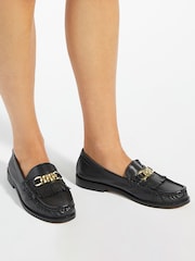 Dune London Black Granules Chain Loafers - Image 1 of 6