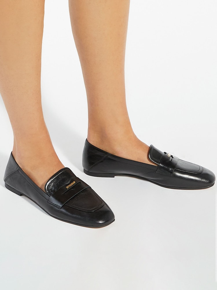 Dune London Black Glances Soft Square Toe Loafers - Image 1 of 6 Dune London Black Glances Soft Square Toe Loafers - Image 1 of 6