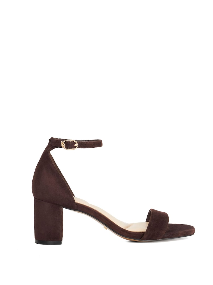 Dune London Brown Melins Block Heel Back Sandals - Image 1 of 4 Dune London Brown Melins Block Heel Back Sandals - Image 1 of 4