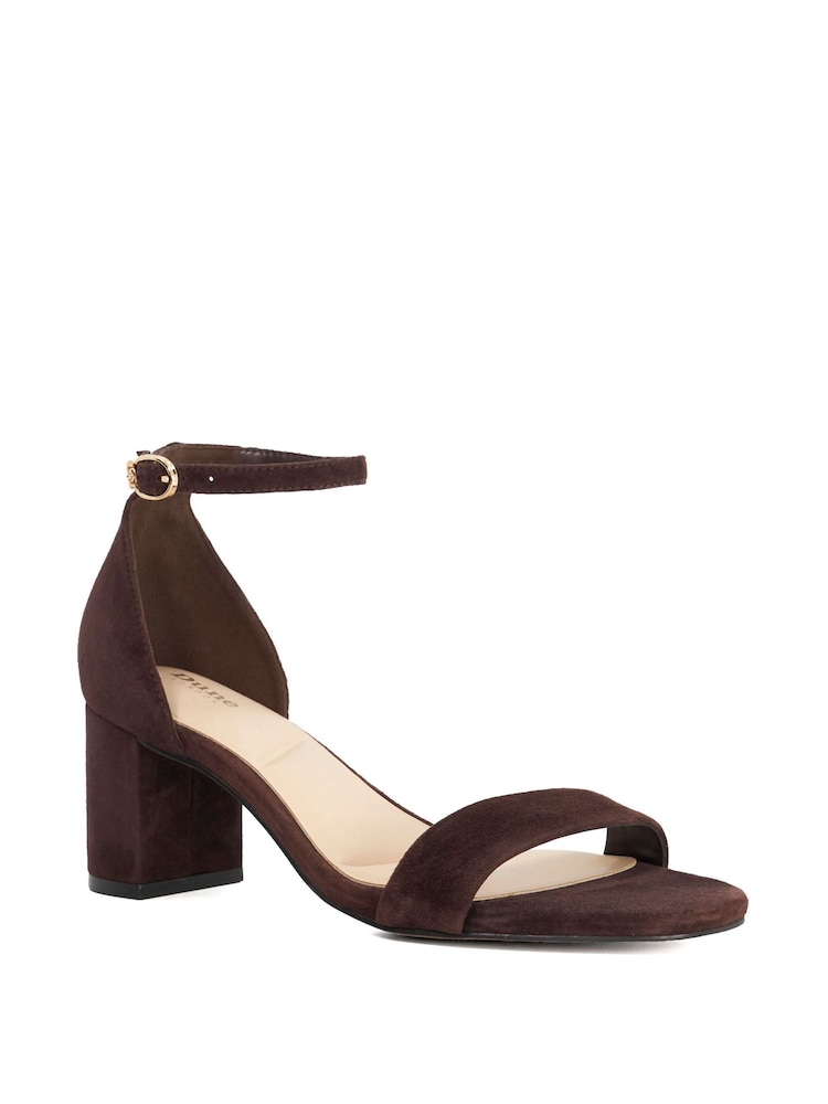 Dune London Brown Melins Block Heel Back Sandals - Image 2 of 4 Dune London Brown Melins Block Heel Back Sandals - Image 2 of 4