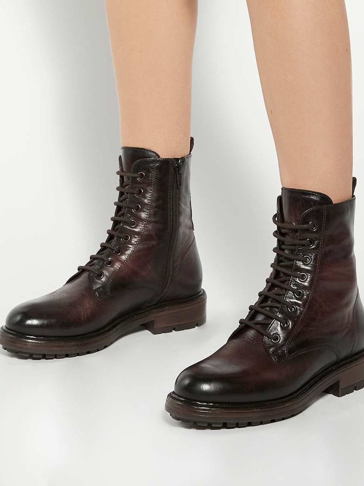 Dune London Brown Patley Chunky Lace-Up Boots - Image 1 of 6 Dune London Brown Patley Chunky Lace-Up Boots - Image 1 of 6