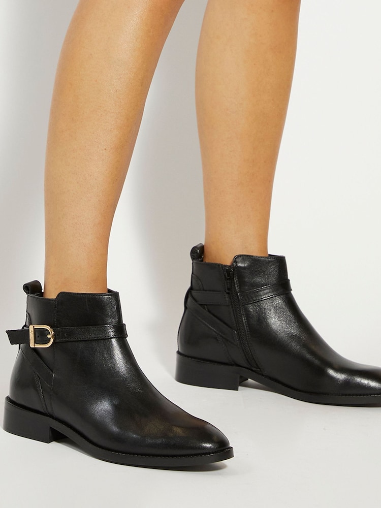 Dune London Black Wide Fit Pemma Strap Trim Ankle Boots - Image 6 of 6