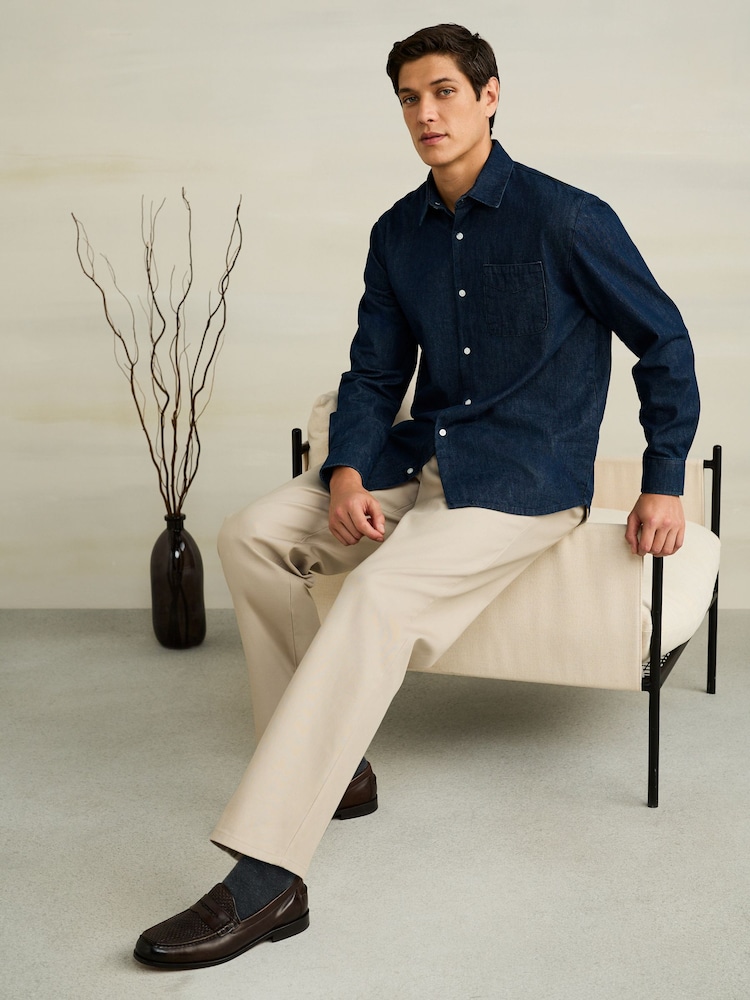 Stone Relaxed Fit Smart Chinos With Side Adjuster - Image 2 of 5