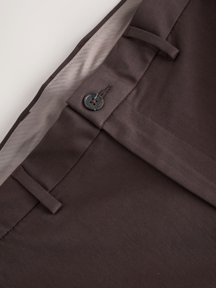 Marrón chocolate - Corte ajustado - Chinos elegantes en mezcla de algodón TENCEL™ Lyocell con cintura elástica de N.Premium - Imagen 2 de 5