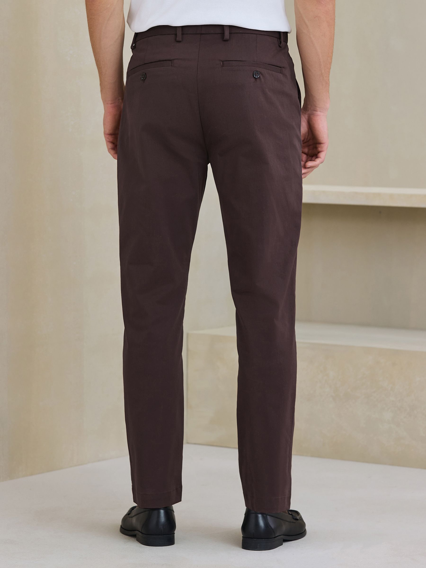 Buy Chocolate Brown Slim Fit Smart Cotton TENCEL™ Lyocell Blend