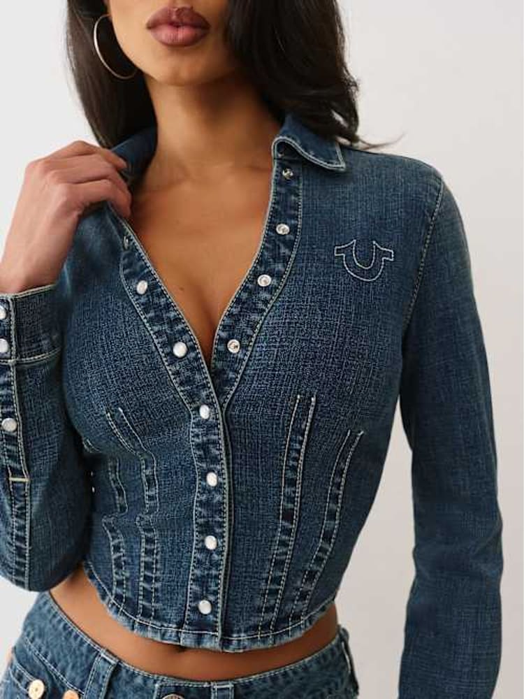 Buy True Religion Blue Denim Fitted Shirt from Next USA Buy True Religion Blue Denim Fitted Shirt from Next USA